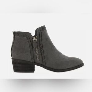 MIA Mabel ruffle Charcoal Gray Ankle Boots